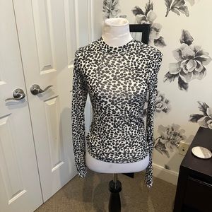 Sheer leopard long sleeve top